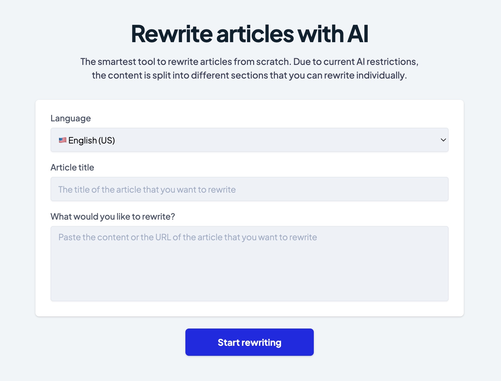 Article Rewriter Tool